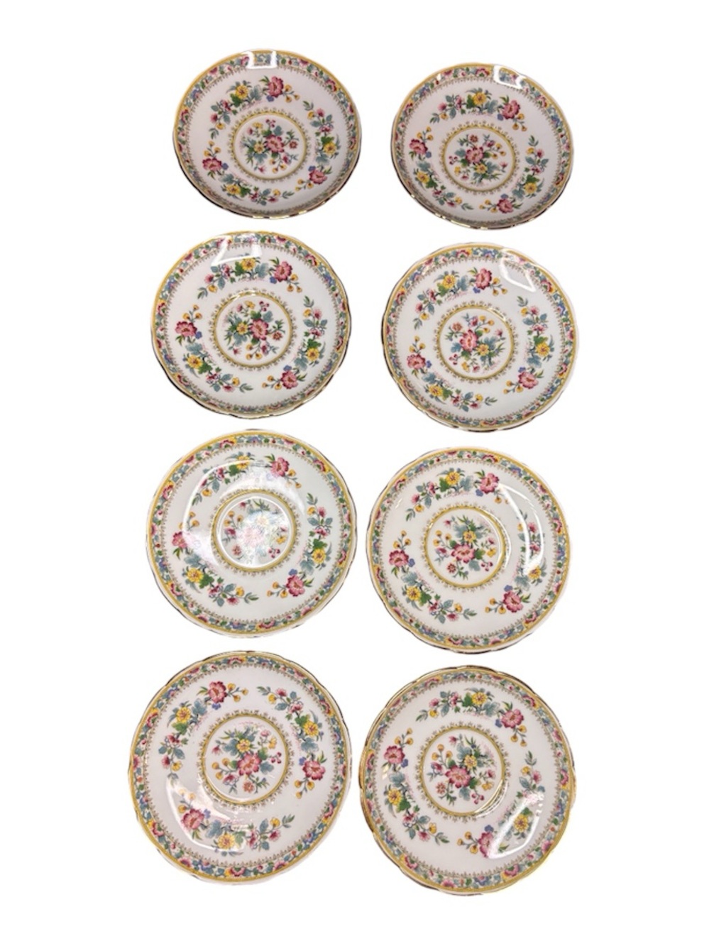 Vintage Foley China "Ming Rose" bone china saucer 8 Pieces
(Set of 8)